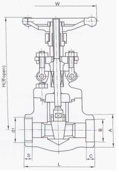 Z11锻钢闸阀结构图